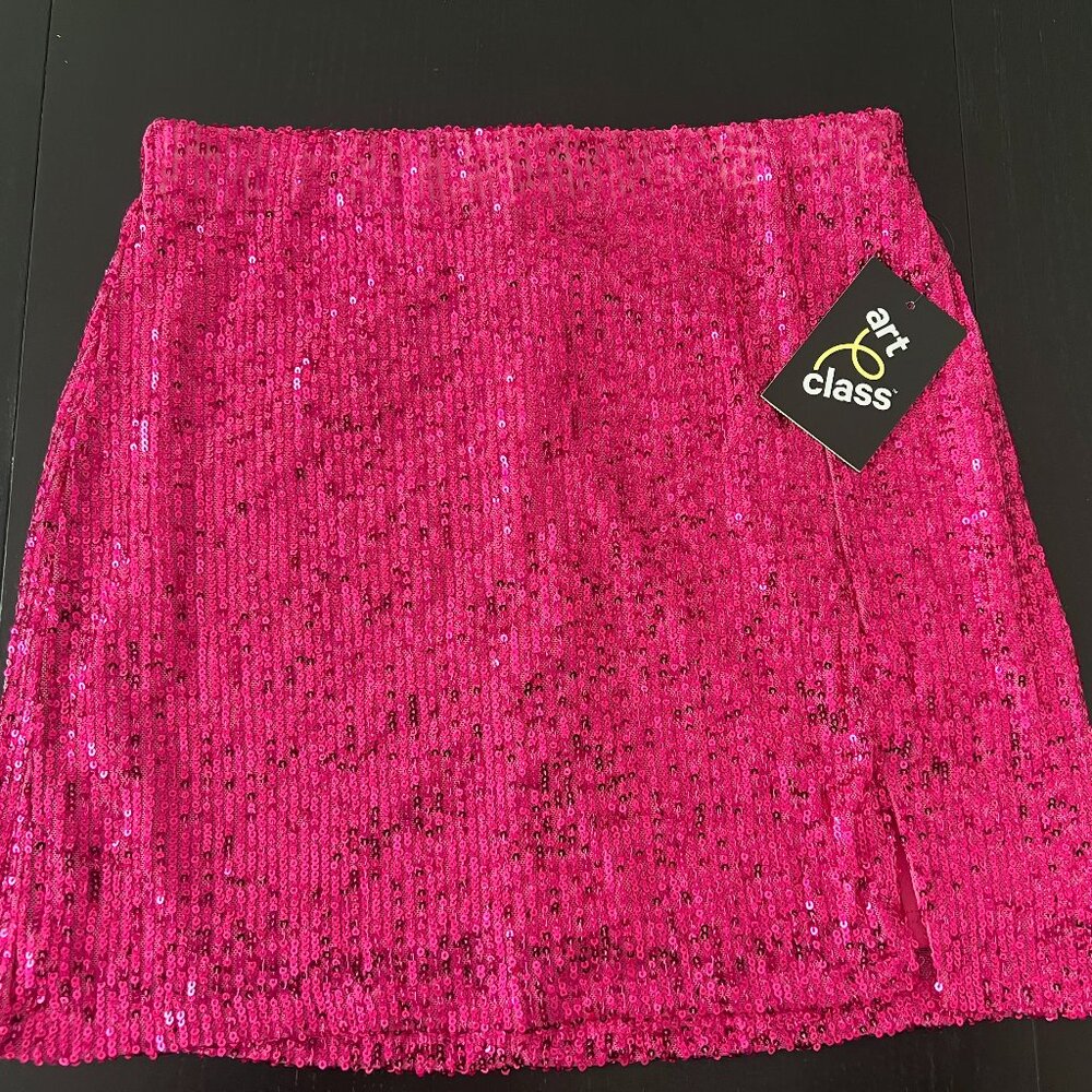 NWT Art Class Girls Hot Pink Sequined Skirt Size 10/12